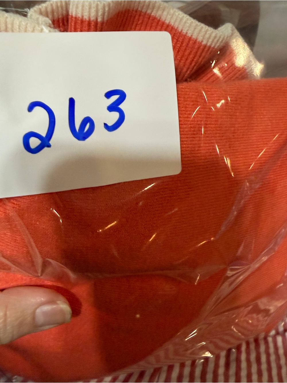 THML Bright Orange Ruffle Sleeve Knit Sweater with Cream Trim - Picture 4 of 4